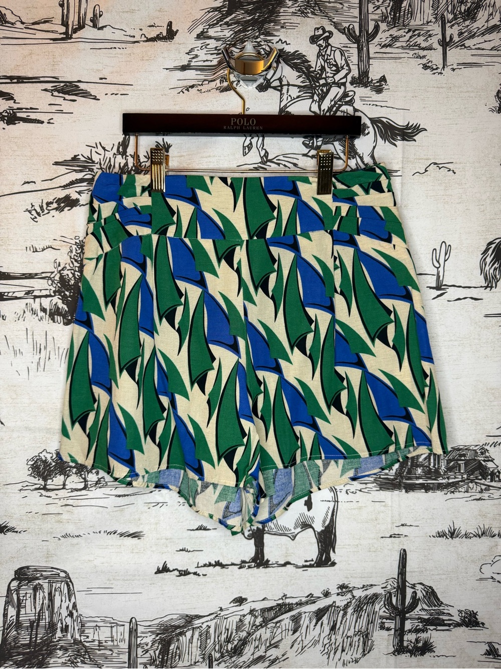 Zara Multicolor Abstract Linen Shorts